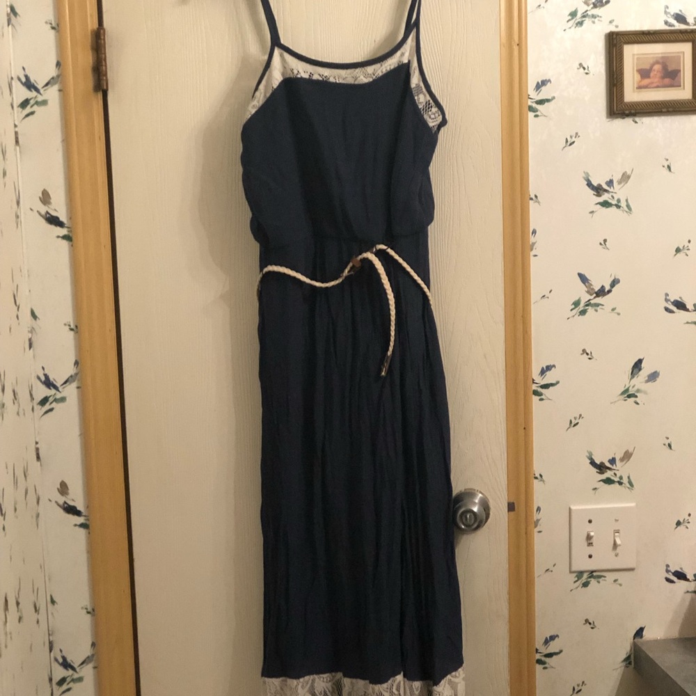 Navy blue and white sundress
